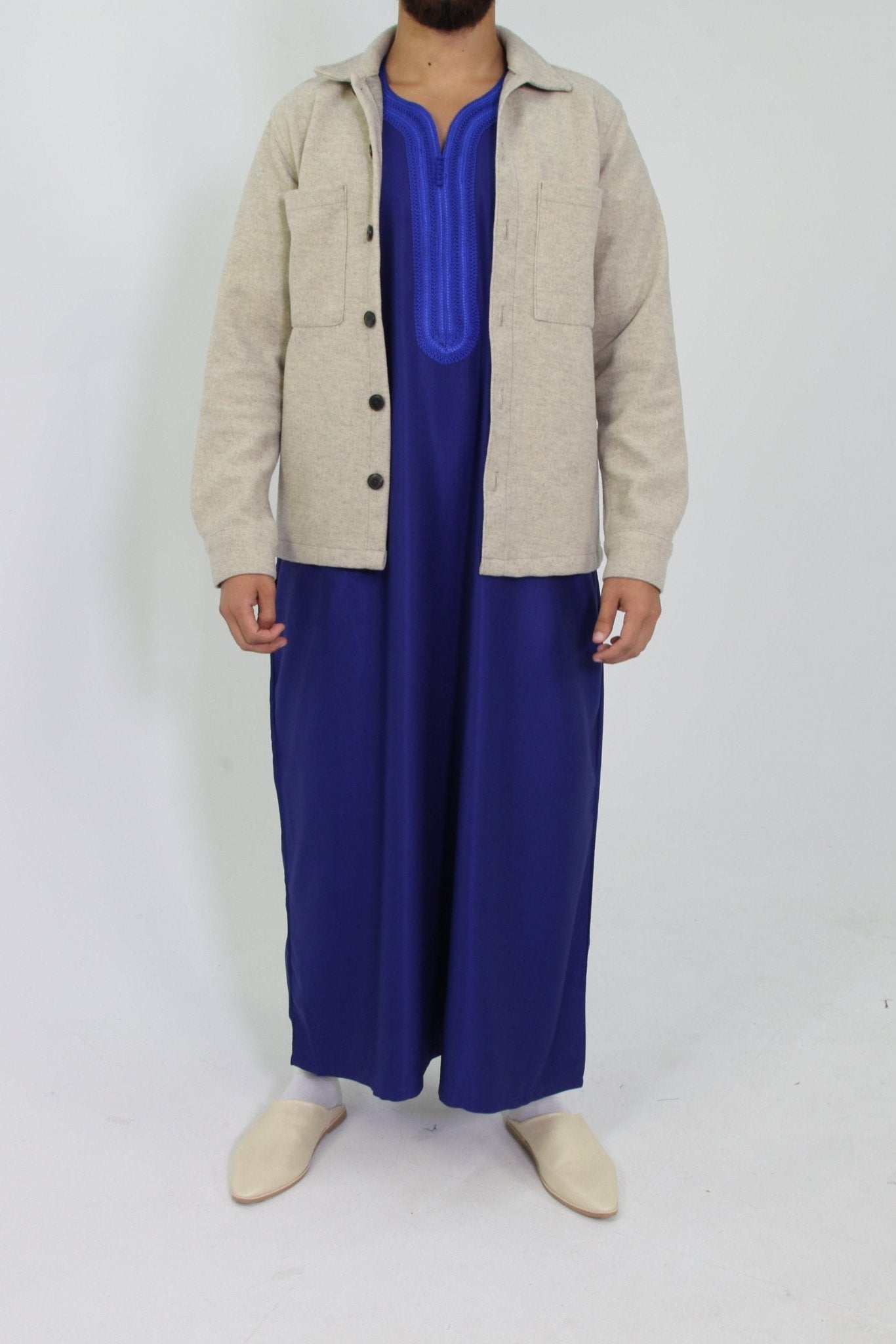 Djellaba Royale - Indigo Blauw - TheDjellaba - TheDjellaba - Djellaba - Kaftan - Jalabiya - Thobe - Qamis - Dishdasha - Kurta - Abaya - Robe - Tunic - Burnous