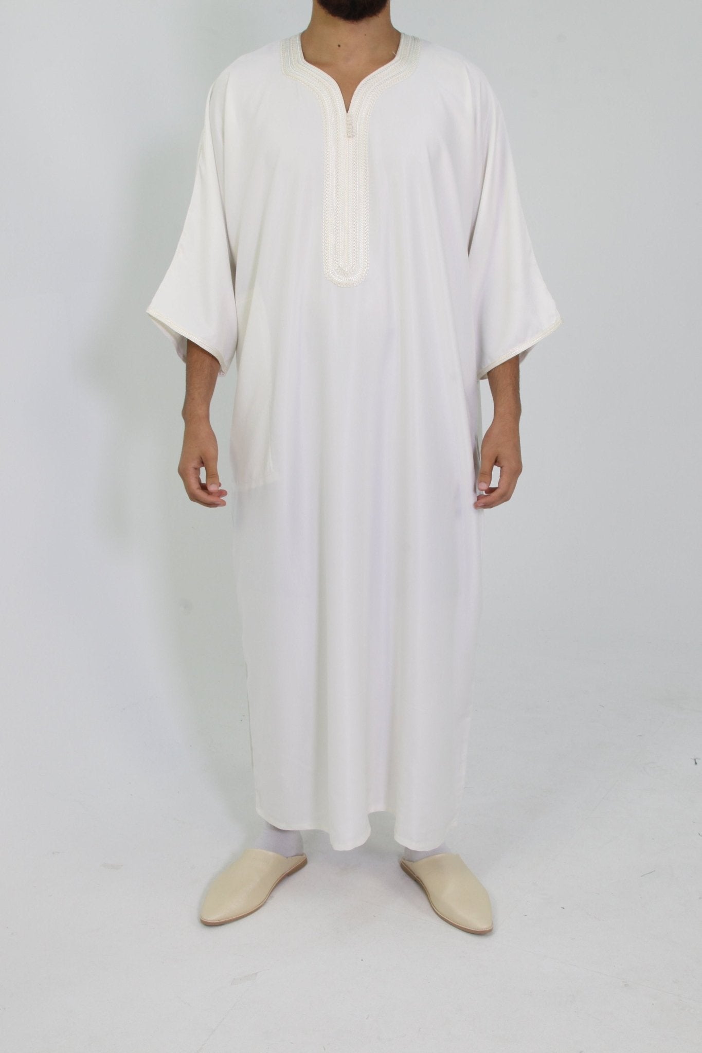 Djellaba Royale - Wit/Wit - TheDjellaba - TheDjellaba - Djellaba - Kaftan - Jalabiya - Thobe - Qamis - Dishdasha - Kurta - Abaya - Robe - Tunic - Burnous