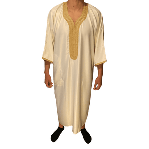 Djellaba Royale - Wit/Goud - TheDjellaba - TheDjellaba - Djellaba - Kaftan - Jalabiya - Thobe - Qamis - Dishdasha - Kurta - Abaya - Robe - Tunic - Burnous